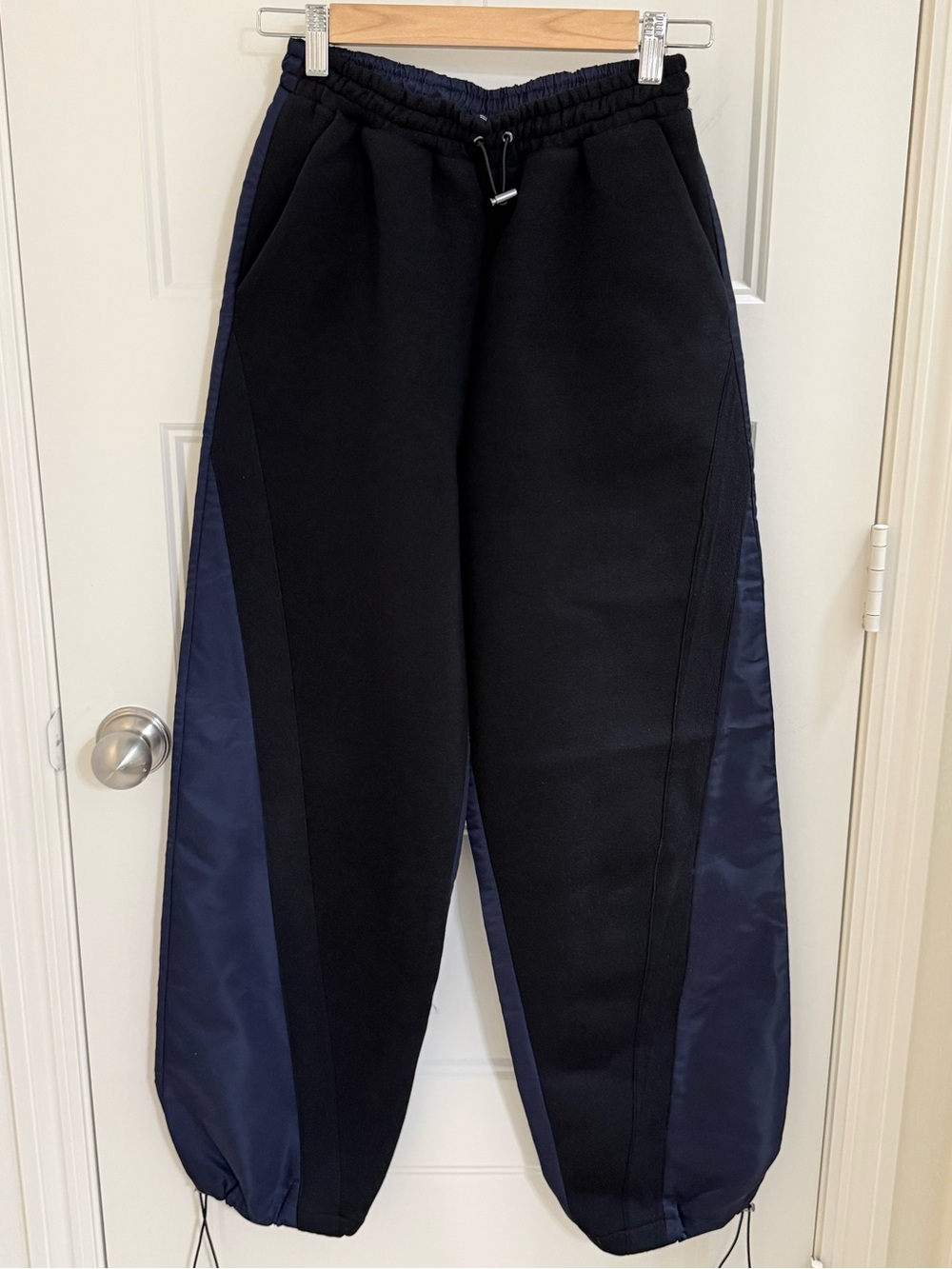 Zara Black and Navy Panel Jogger Sweatpants